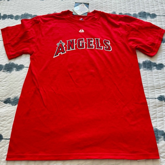 New Majestic Albert Pujols MLB Los Angeles Angels Shirt Youth Sz XL Red T-shirt - Picture 1 of 8